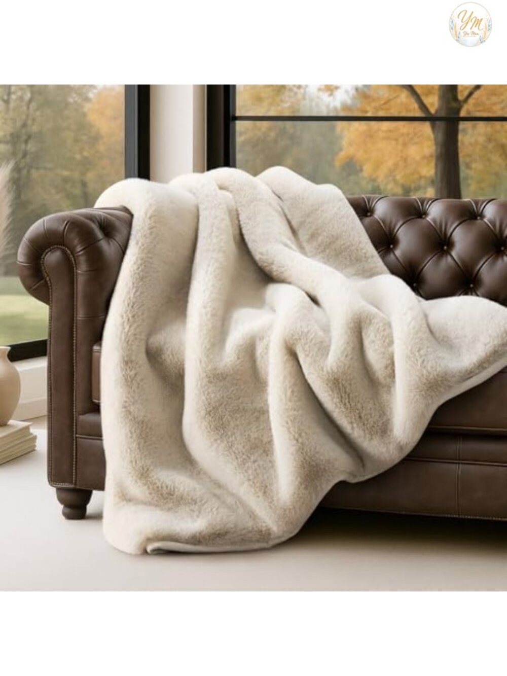 Faux Chinchilla Fur Throw Blanket 60x80 Ultra Plush Cozy